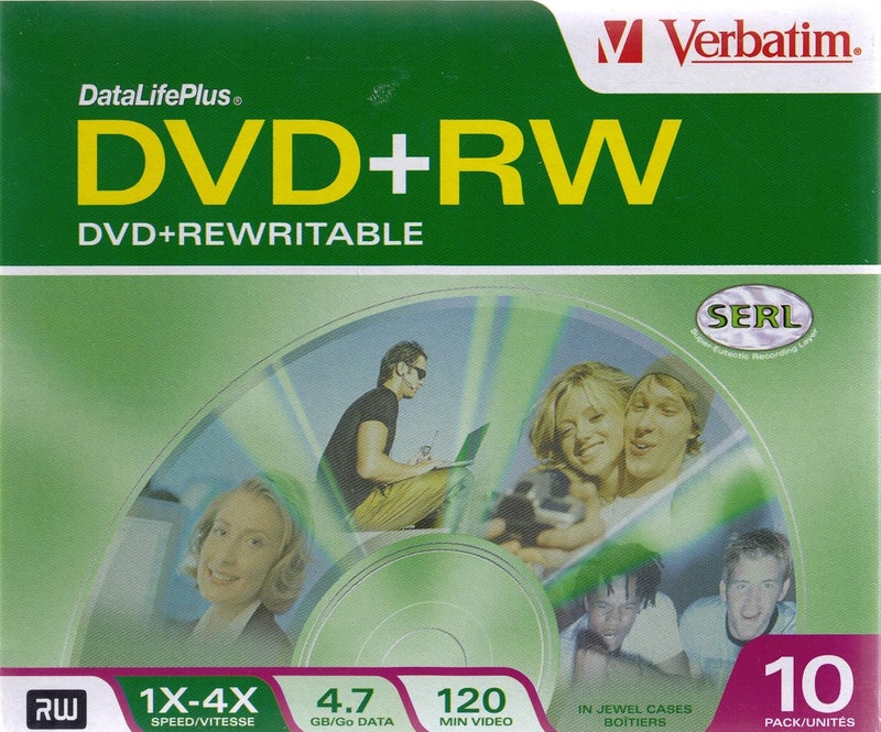 VERBATIM VER94839 - DVD+RW 4.7GB 4X with Branded Surface - 10pk Jewel Case - Image 1